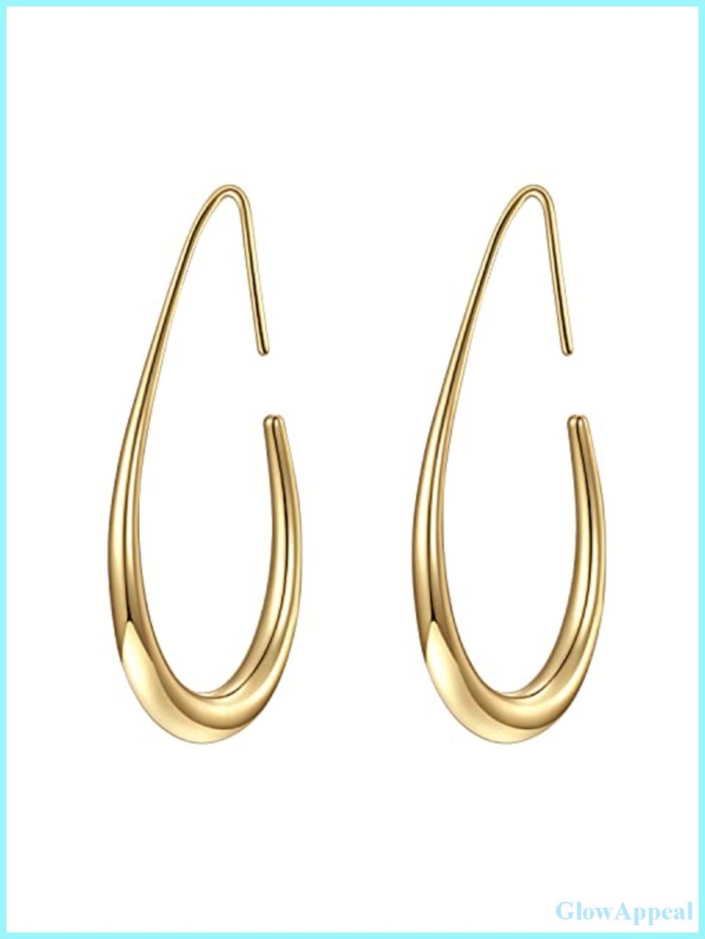 14k Gold Plated Teardrop Hoop Earrings for Women - Hypoallergenic Oval